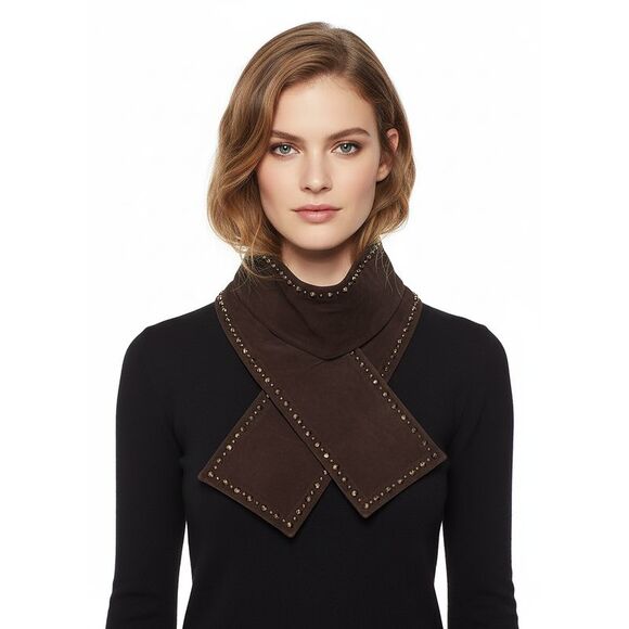 MIU MIU Accessories - Miu Miu Leather Suede Studded Scarf Stole